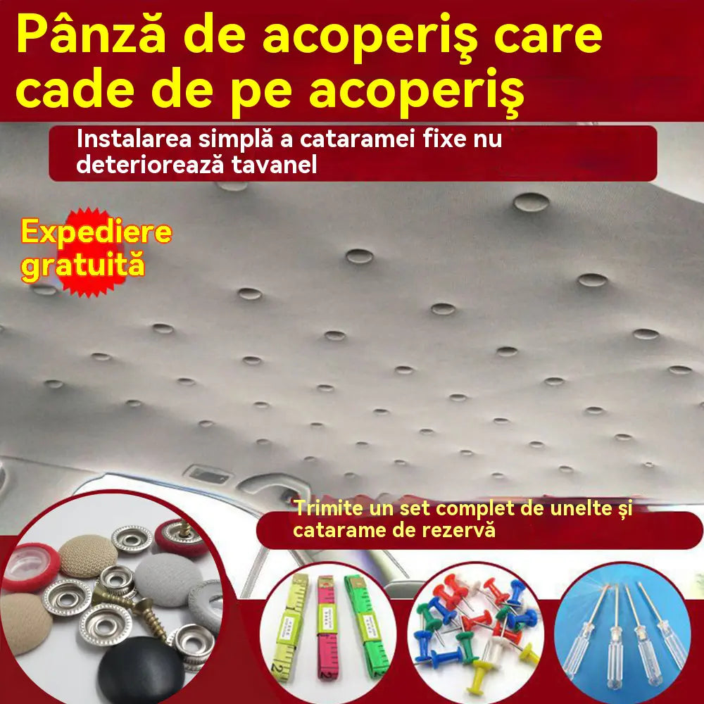 【30 buc】Pânza de pe acoperișul mașinii cade, reparați catarama de fixare a cuielor Modificare și recondiționare interior a mașinii chins fără demontare (kit de instrumente de instalare + șurubelniță + prosop inclus)