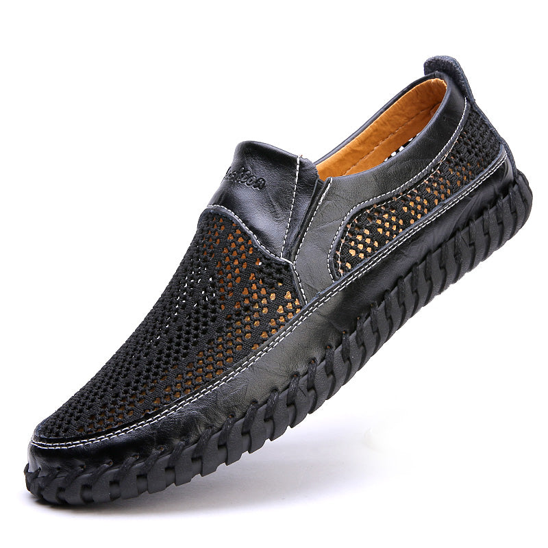 【38-48】👞Nowe męskie buty ze skóry siatkowej na wiosnę i lato - duże rozmiary odporne na pot i nieprzyjemny zapach, oddychające i wygodne-4046225