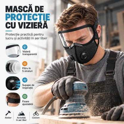 🔥 【OFERTĂ LIMITATĂ: 1+1 GRATIS】 Mască Multifuncțională de Protecție pentru Sport și Lucru 🚴 | Vizieră HD Detașabilă · Ideală pentru Ciclism, Tuns Iarbă & Lucrări cu Praf · 4 Culori