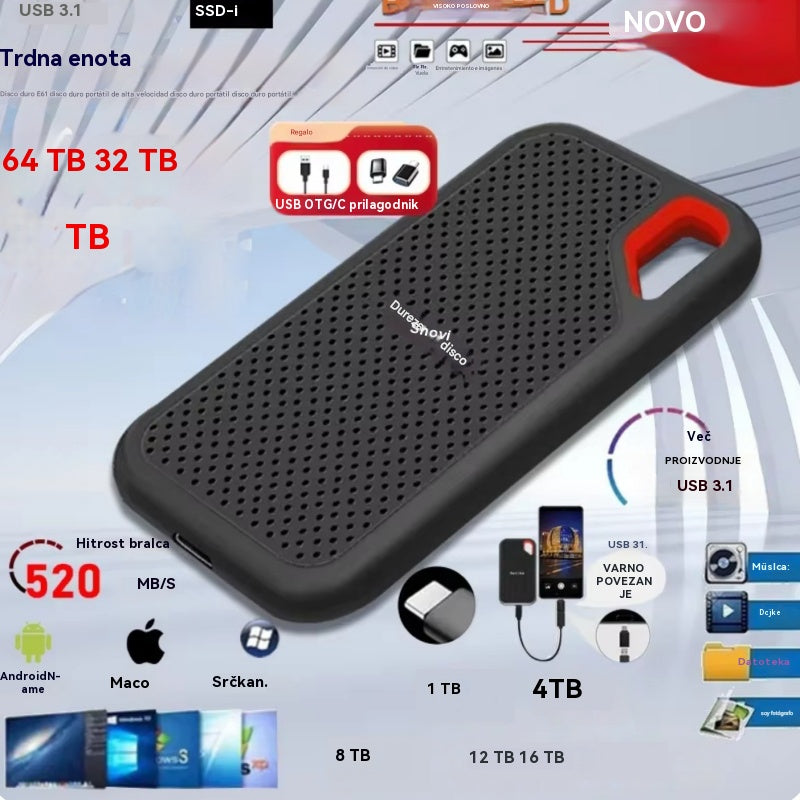 💥【32TB】Disco duro portátil de alta velocidad y gran capacidad