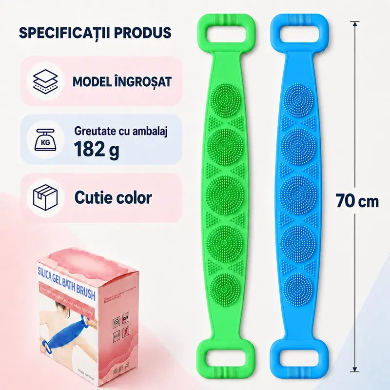 ✨【cumpără unul și primești unul gratis】Prosop de baie din silicon, dublu strat, lung și gros (70 cm/180 g) – Ofertă limitată:  (vei primi 2 bucăți într-o cutie colorată)! 🧼✨