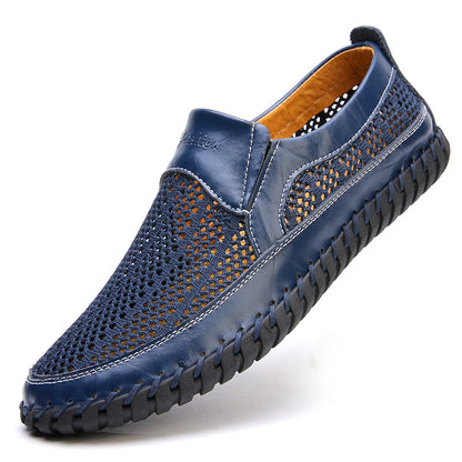 【38-48】👞Nowe męskie buty ze skóry siatkowej na wiosnę i lato - duże rozmiary odporne na pot i nieprzyjemny zapach, oddychające i wygodne-4046225