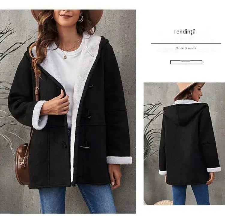 🐏🥼Reducere de 50%💖 Haină elegantă și călduroasă pentru femei, din imitație de piele întoarsă și cu căptușeală din fleece; mărimi S-5XL; geacă casual de iarnă.