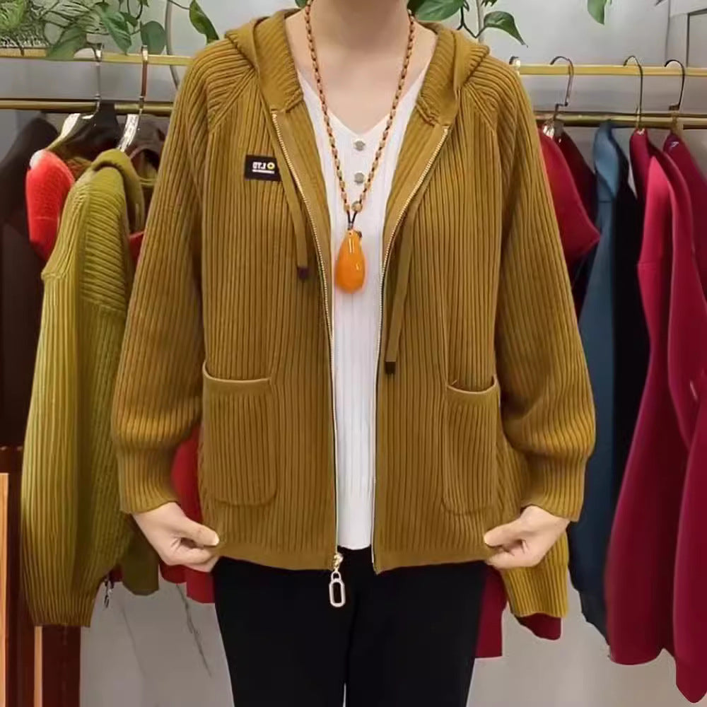 🏆【45-80 kg】💖New Vertical Stripe Hooded cu glugă Monogrammed Zip Top