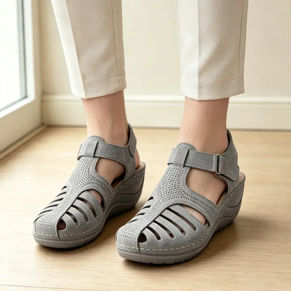 👍【Model îmbunătățit din piele naturală de calitate superioară】Sandale elegante și confortabile cu talpă moale
