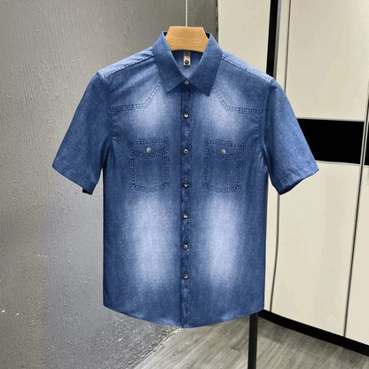 👕Новата мъжка дънкова риза slim fit 2026, с първокласно пране и износено покритие!