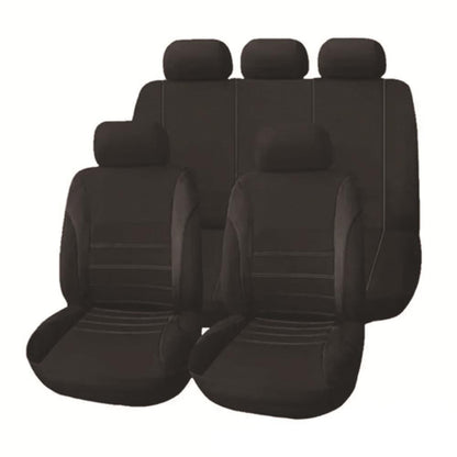 🚗🚗【50% zniżki】🔥Bestsellerowe uniwersalne pokrowce samochodowe z tkaniny z linią w talii, komplet na 5 miejsc【2 przednie siedzenia + 1 tylne siedzenie + 1 oparcie + 5 pokrowców na zagłówki】