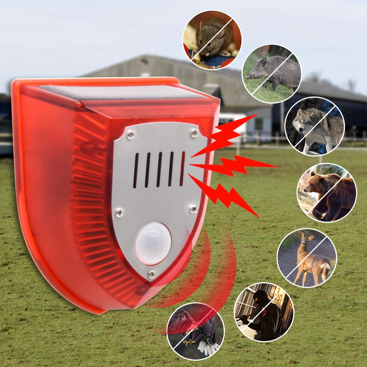 🚨🐦🐗【Bestseller】Solarny alarm dźwiękowy i świetlny – skuteczny odstraszacz ptaków i dzików