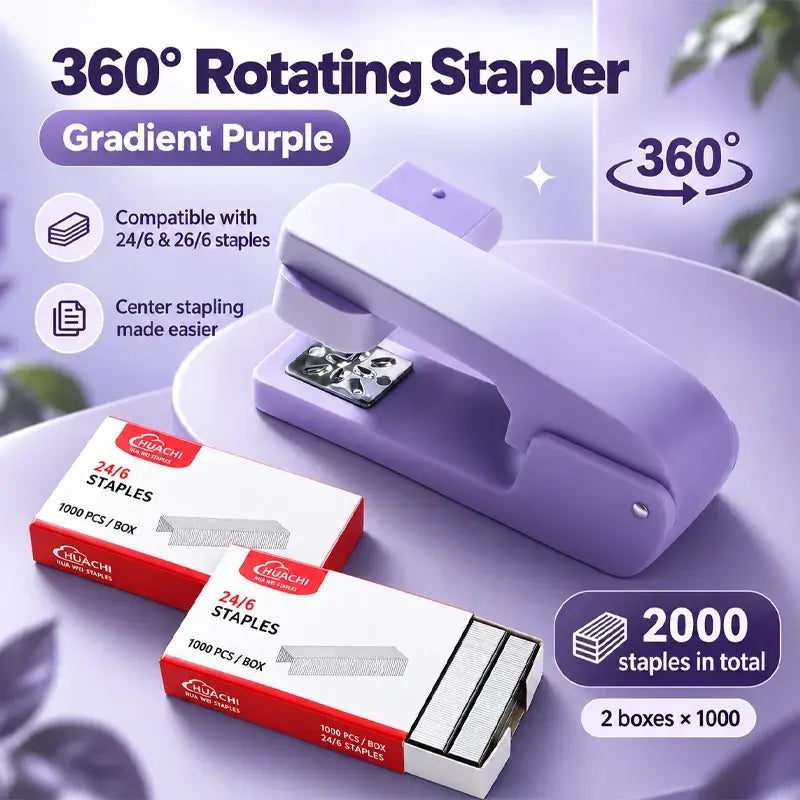 📚 Capsator Rotativ 360° în Nuanțe Gradient (+ 2000 Capsat GRATIS) - Capsare Ușoară și Fără Efort pentru Birou și Școală!