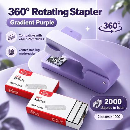 📚 Capsator Rotativ 360° în Nuanțe Gradient (+ 2000 Capsat GRATIS) - Capsare Ușoară și Fără Efort pentru Birou și Școală!