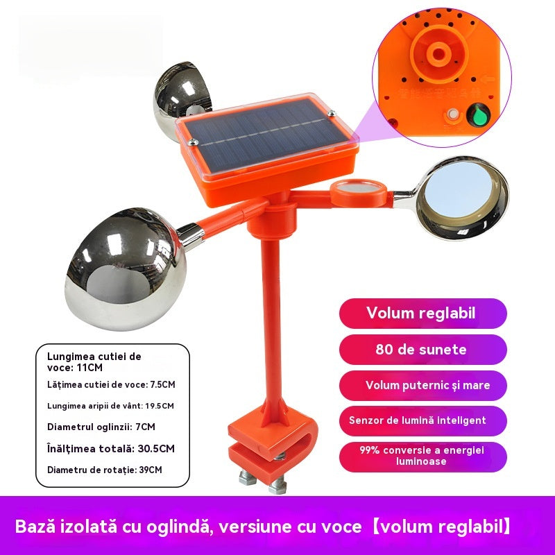 🐦🦉【NEW】Nou respingător de păsări cu voce reglabilă, cu energie solară eoliană, modernizat