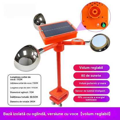 🐦🦉【NEW】Nou respingător de păsări cu voce reglabilă, cu energie solară eoliană, modernizat