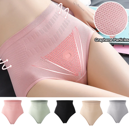 【5 artículos】Ropa interior antibacteriana de grafeno puro de algodón y cintura alta para mujer, talla grande