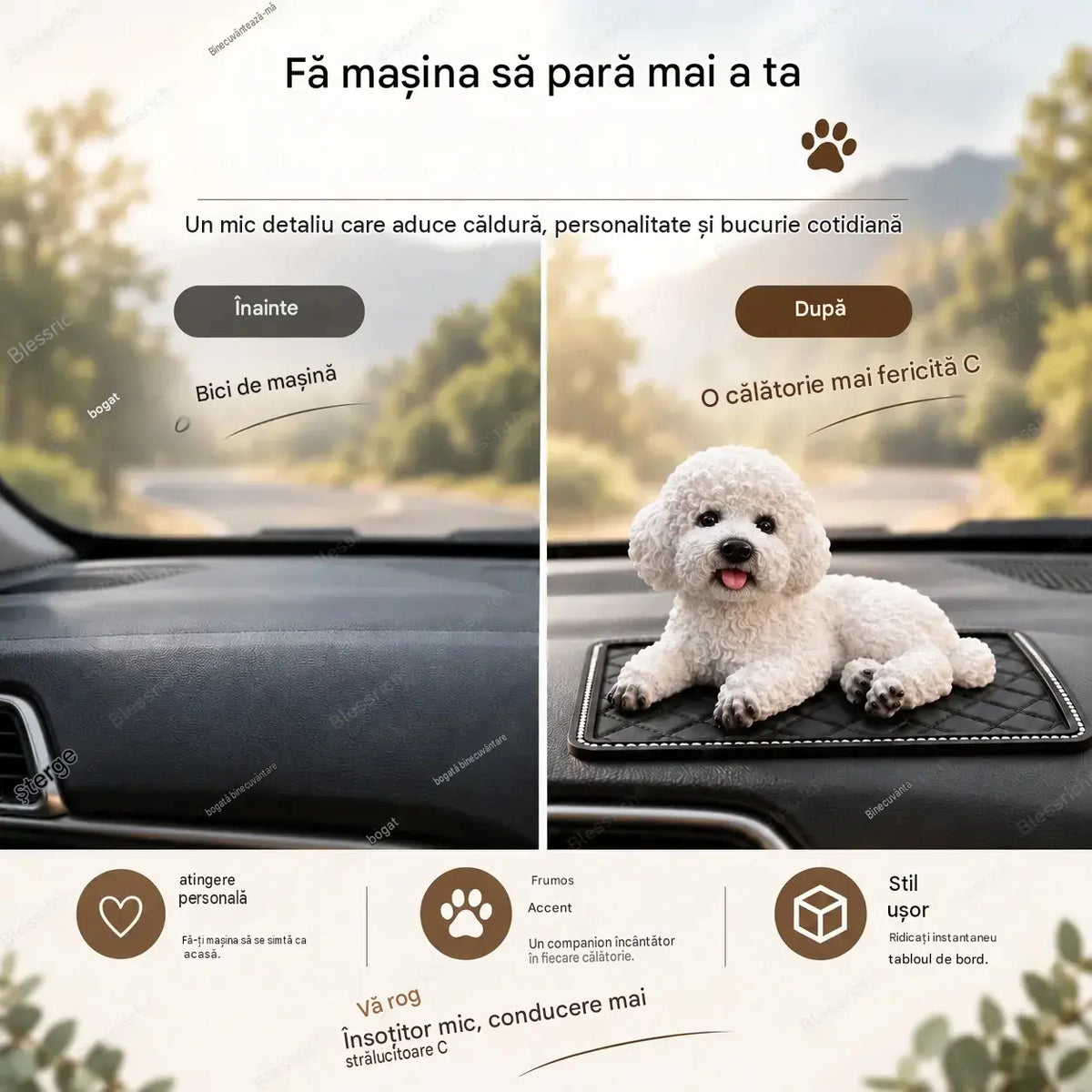 🐶✨Ornament auto în formă de pudel: cea mai adorabilă îmbunătățire pentru bordul mașinii