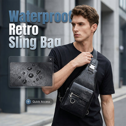 💯🎁 Geantă de umăr retro din piele ecologică, impermeabilă, pentru bărbați.
