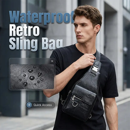💯🎁 Geantă de umăr retro din piele ecologică, impermeabilă, pentru bărbați.