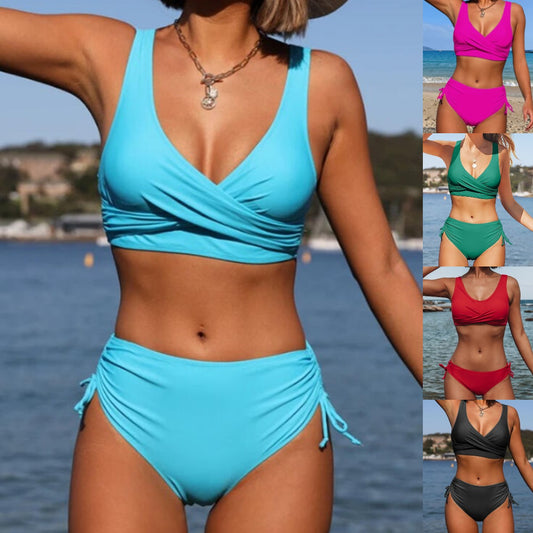 🏖️👙【Ofertă de produse noi】🌴【S-3XL】Costum de baie bikini pentru femei, stil nou, vara 2026, culoare uni, comfort, respirabil, cu uscare rapidă.