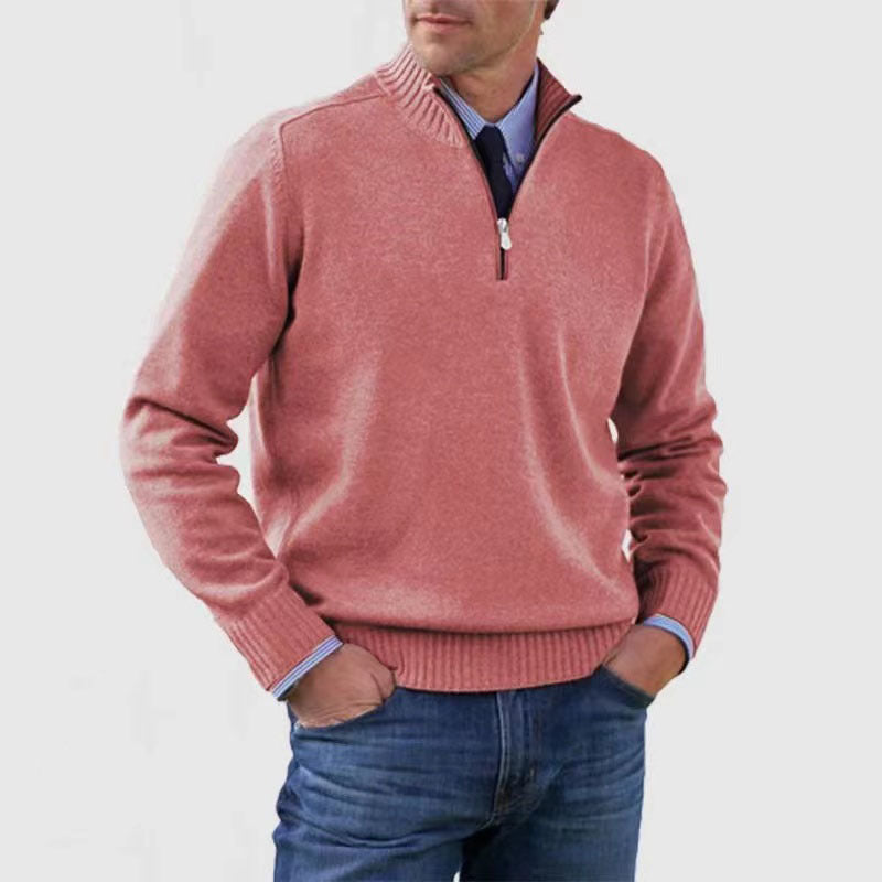 🧥✨ Suéter de punto con cremallera para hombre de talla grande, diseño simple y combinable.