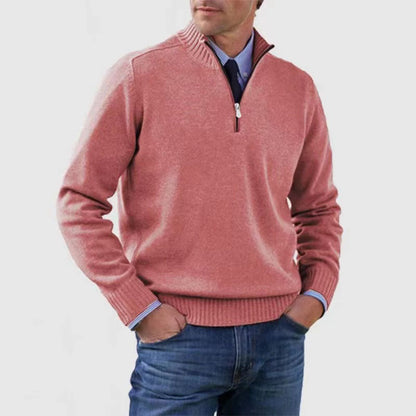 🧥✨ Suéter de punto con cremallera para hombre de talla grande, diseño simple y combinable.