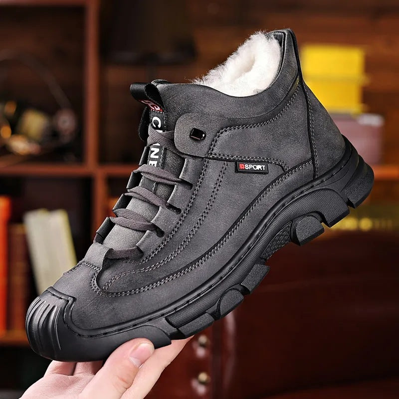 🔥🔥【39-44】50% de descuento: Calzado de invierno para hombre ❄️ Botas altas cálidas y gruesas de terciopelo y piel auténtica