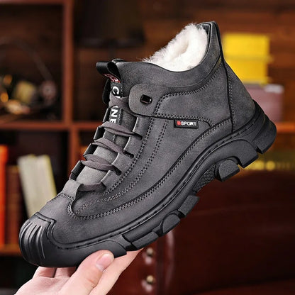 🔥🔥【39-44】50% de descuento: Calzado de invierno para hombre ❄️ Botas altas cálidas y gruesas de terciopelo y piel auténtica