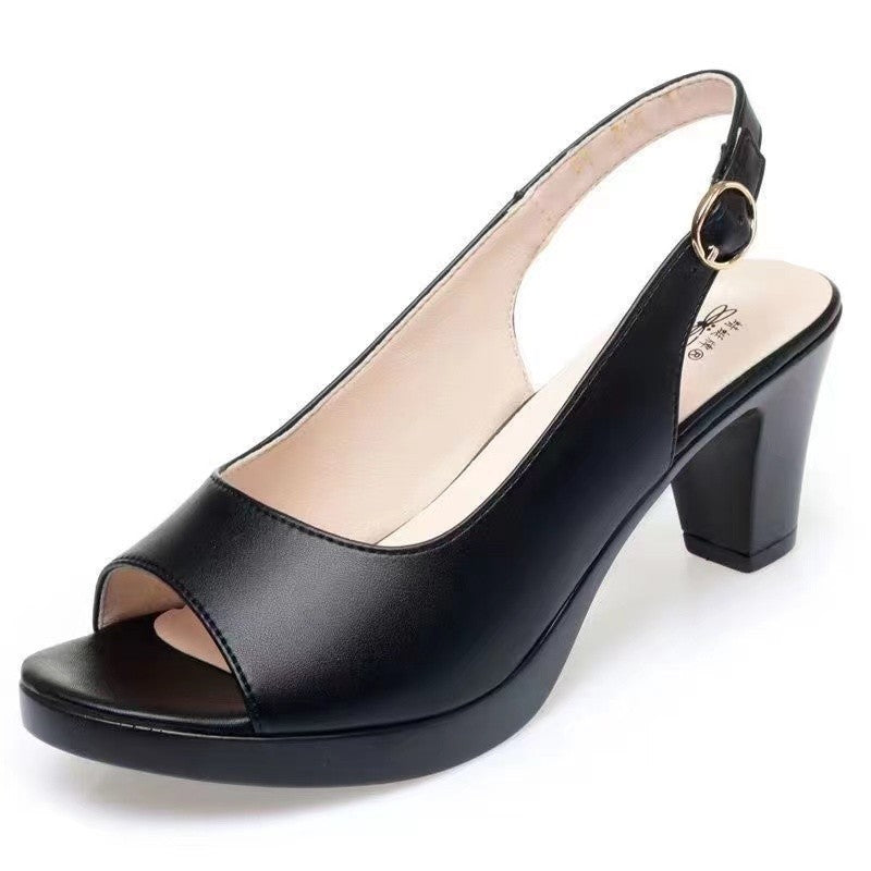 Sandale cu toc înalt casual, elegante, gura de pește