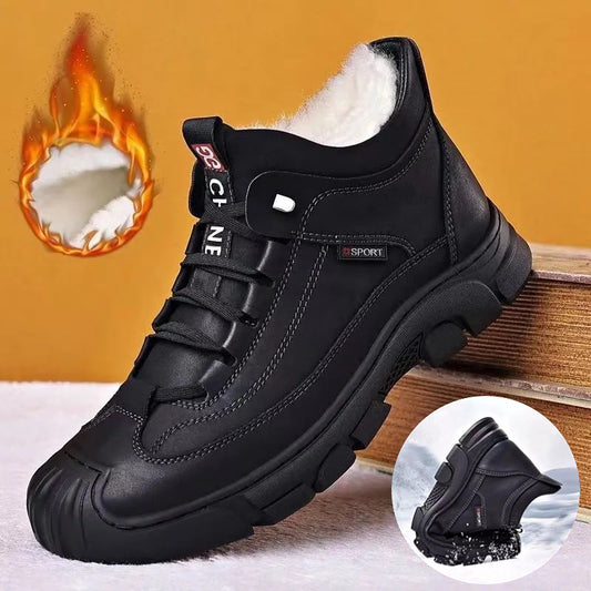 🔥🔥【39-44】50% de descuento: Calzado de invierno para hombre ❄️ Botas altas cálidas y gruesas de terciopelo y piel auténtica