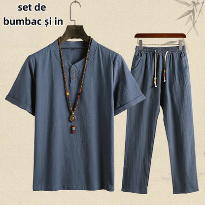 🔥🌈【M-5XL】【Topuri + Pantaloni】Costum casual bărbătesc din două piese, la modă✅Lejer✅Confortabil✅Respirabil