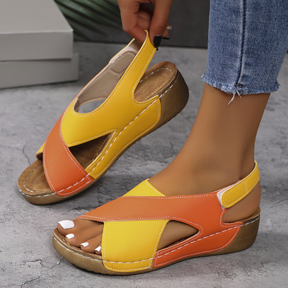 🏖️🏝️【36-43】Sandalias de cuña en contraste para mujer, zapatos de playa para vacaciones
