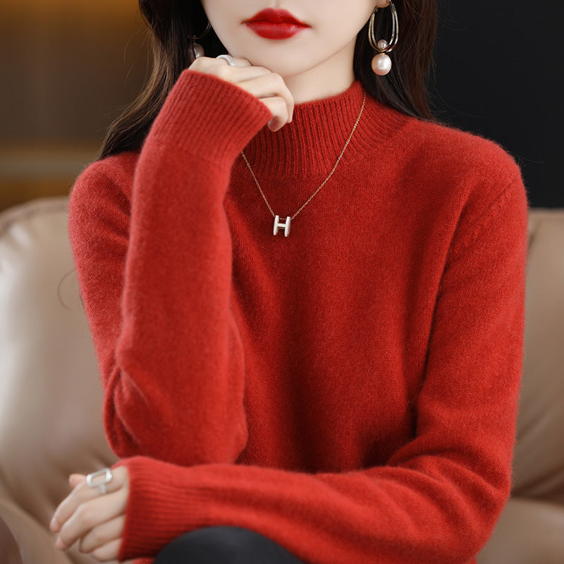🔥Estilo otoño-invierno🔥Jersey de punto con medio cuello y manga larga, universal