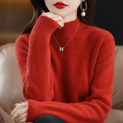 🔥Estilo otoño-invierno🔥Jersey de punto con medio cuello y manga larga, universal