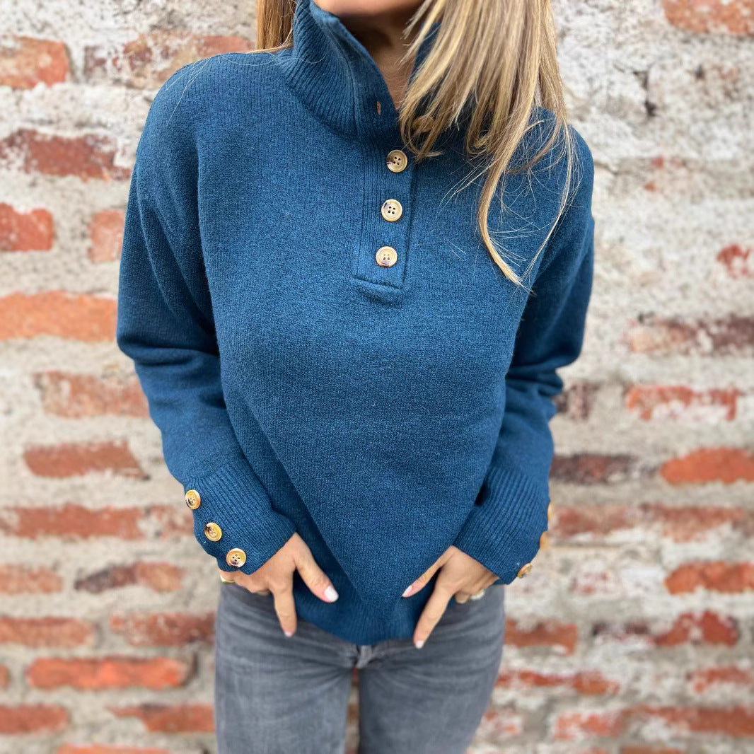 🧶💖【Wysoka jakość】Damski jesienno-zimowy modny luźny sweter dzianinowy ze stójką