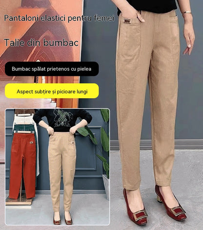 🔥【30%OFF！】🔥【M-6XL】🍃Pantaloni casual elastici respirabili cu talie înaltă pentru femei de vară