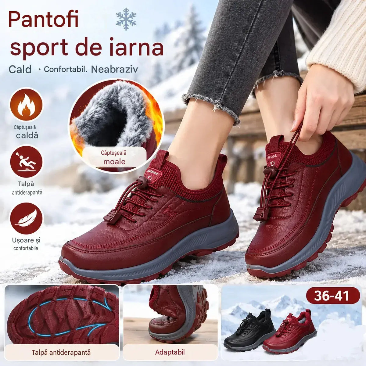 🔥【35-41】 2026 toamna si iarna pantofi sport si casual noi cizme din bumbac anti-alunecare cu talpa moale