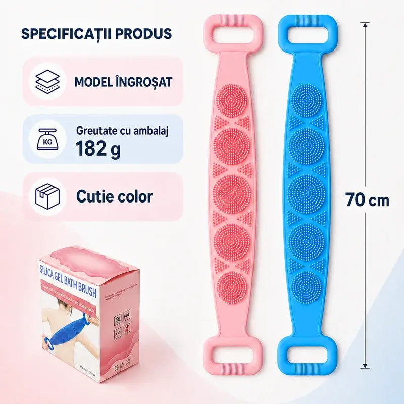✨【cumpără unul și primești unul gratis】Prosop de baie din silicon, dublu strat, lung și gros (70 cm/180 g) – Ofertă limitată:  (vei primi 2 bucăți într-o cutie colorată)! 🧼✨