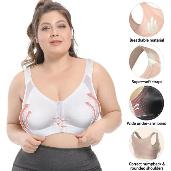 💖【Cumpără 2, primești 1 gratis】✨Sutien confortabil, fără armătură, mărime mare (40-130 kg), bumbac pur, confortabil și respirabil, nu strâmtă