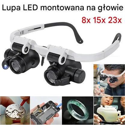 🔍 Lupe cu puteri de mărire de 8x, 15x și 23x și iluminare LED. Potrivite pentru lucrul cu instrumente mecanice, repararea ceasurilor, gravură și evaluarea bijuteriilor antice.