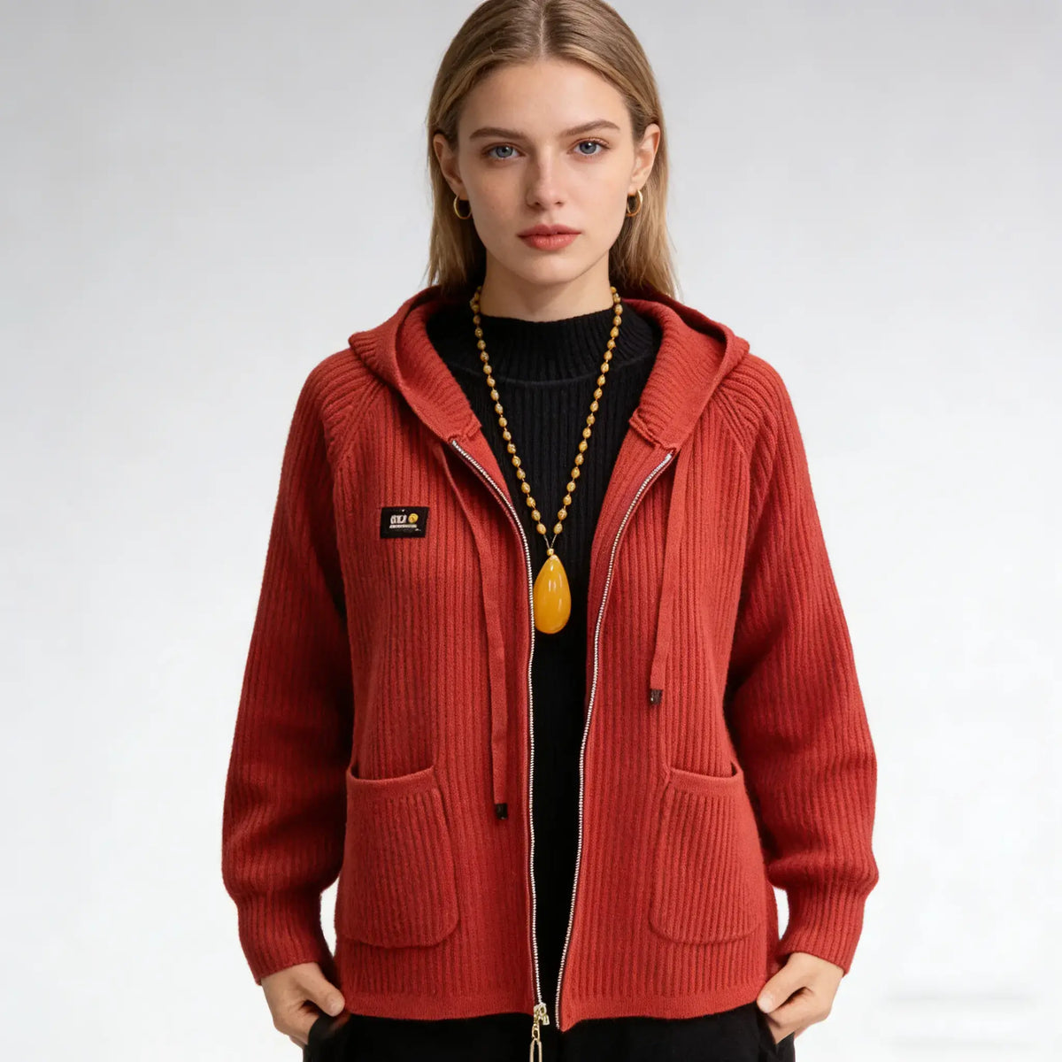 🏆【45-80 kg】💖New Vertical Stripe Hooded cu glugă Monogrammed Zip Top