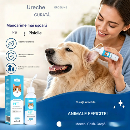 🐶🐱 【Cumpără 1 Primești 1 Gratuit】Soluție de curățare a urechilor pentru a calma mâncărimile la câini și pisici.