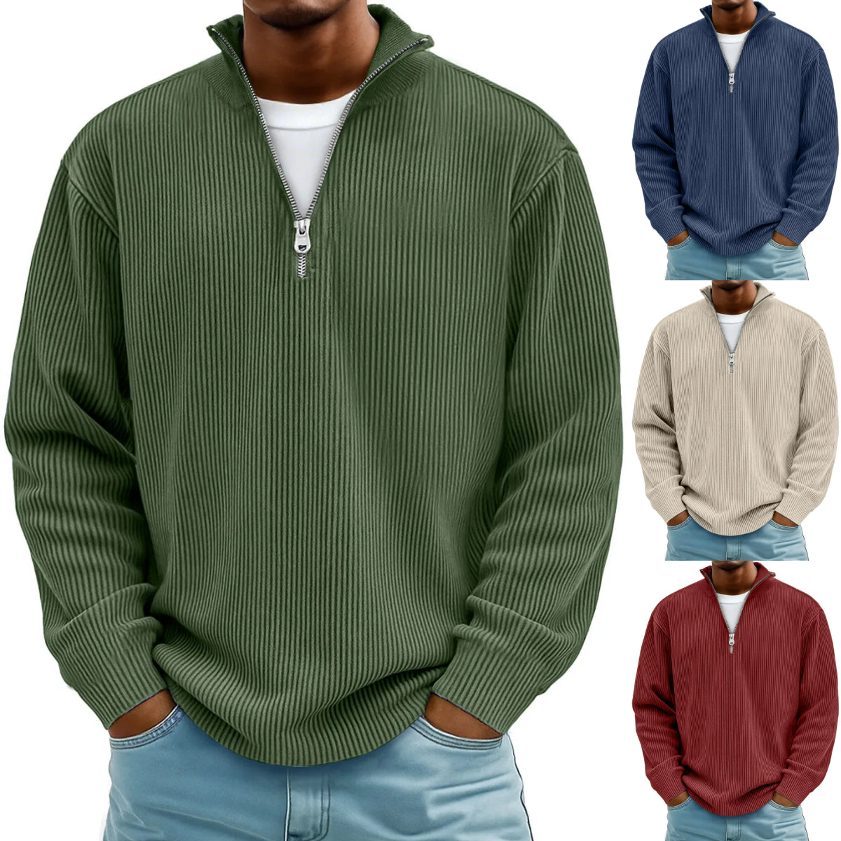 🔥😎【Nowość 2026✨】【S-5XL】Nowa męska bluza z kołnierzykiem stójkowym, swobodny sweter