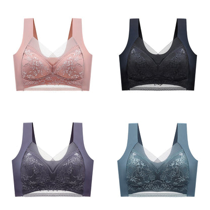 🔥Último día 45% de descuento【4 piezas】👙【40-110 kg】Sujetador de encaje sin costuras, cómodo y de alta calidad