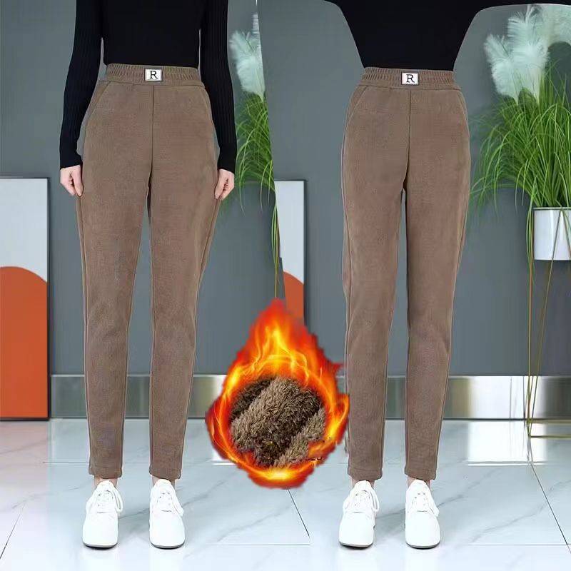 【Vroča prodaja】 [S-3XL, 40-83kg] Nove jesensko-zimske nove ženske žametne hlače za prosti čas z visokim pasom