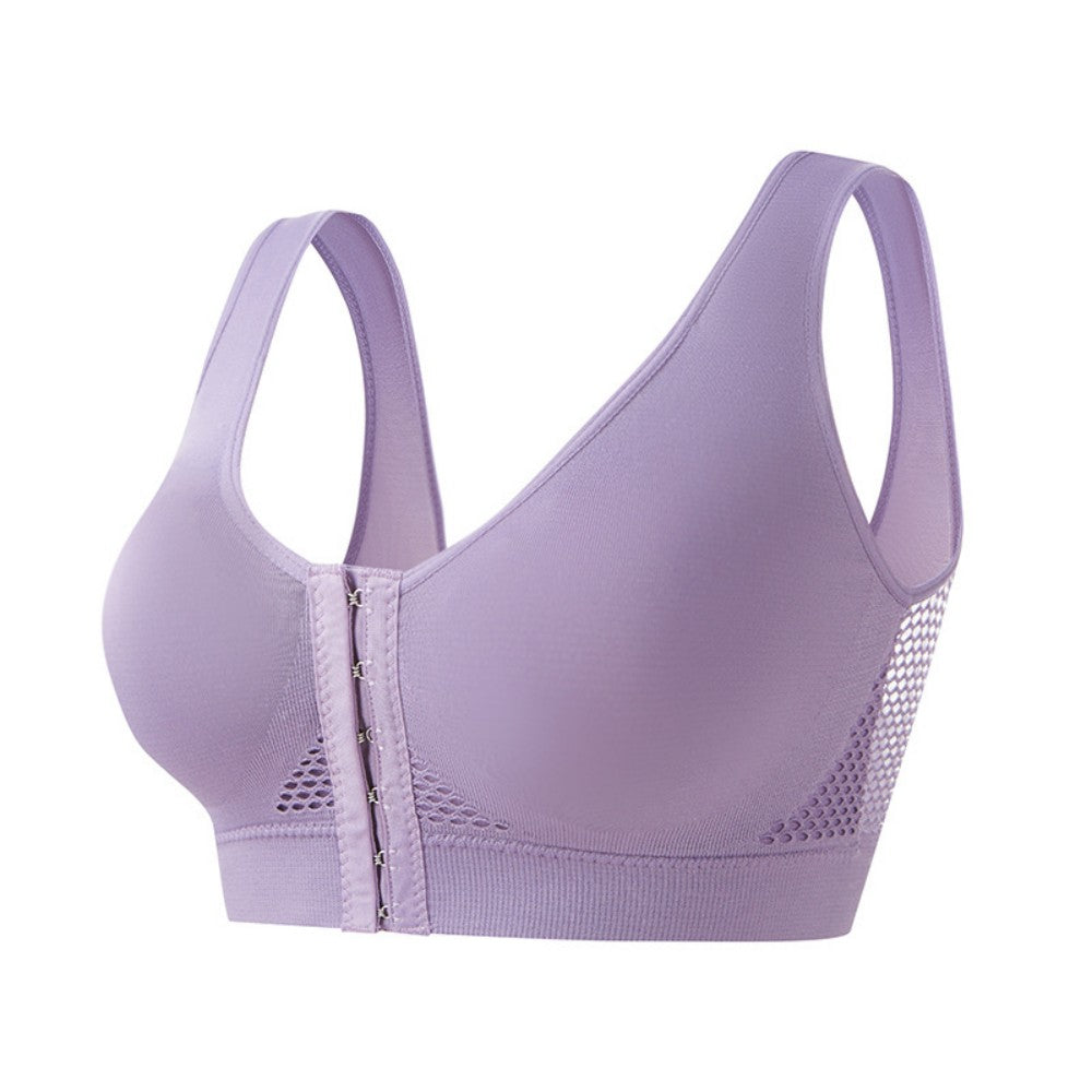 🧘‍♀️👙【Compra 2 y llévate 1 gratis】【S-6XL】Sujetador deportivo con cierre frontal sin aros, efecto push up y espalda deportiva