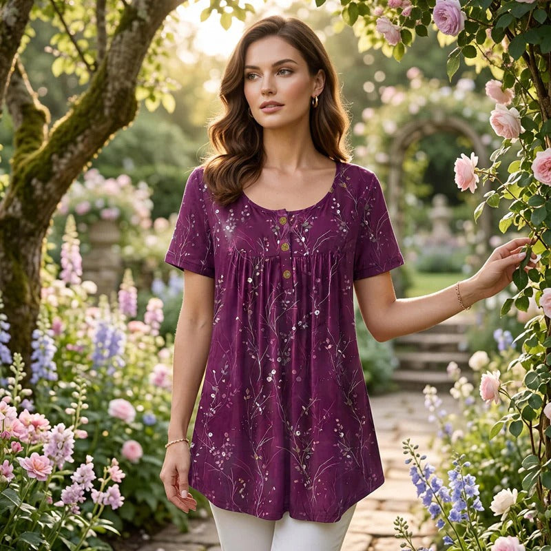 Rochie de damă cu imprimeu plisat și talie tip buchet