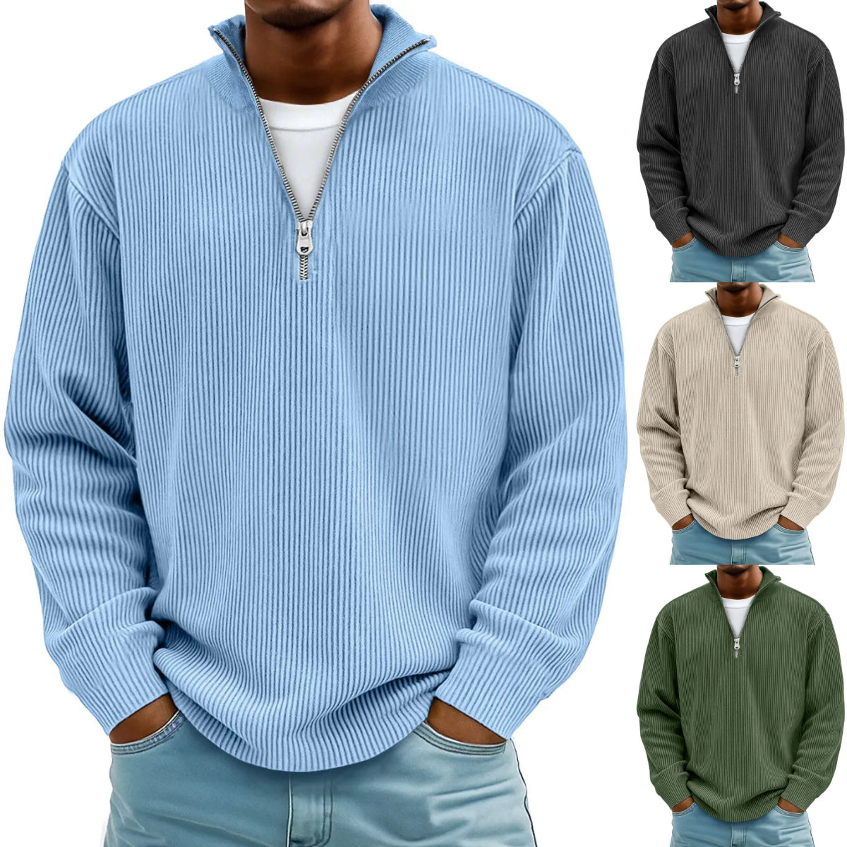 🔥😎【Nowość 2026✨】【S-5XL】Nowa męska bluza z kołnierzykiem stójkowym, swobodny sweter