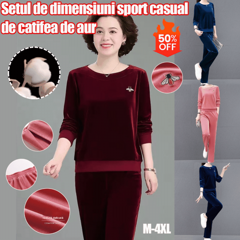 【Gorąca wyprzedaż】Jesienny aksamitny zestaw sportowy (top + spodnie)