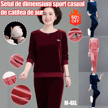 【Gorąca wyprzedaż】Jesienny aksamitny zestaw sportowy (top + spodnie)