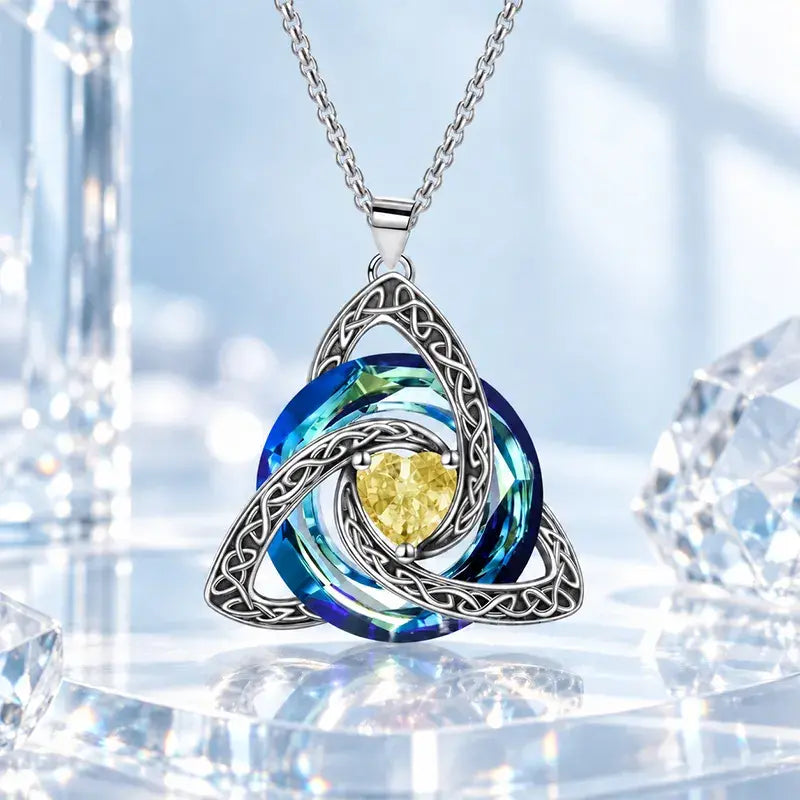 ✨ Lănțișor Elegant cu Pandantiv Nod Celtic și Piatră de Naștere (12 Culori Disponibile)! Design Deosebit în Formă de Inimă · Finisaj Electroplatit Premium · Cadoul Perfect!