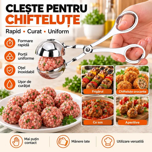 🧆 Clește Multifuncțional din Oțel Inox pentru Chiftele (1+1 GRATIS) - Forme Perfecte Fără Mâini Murdare!