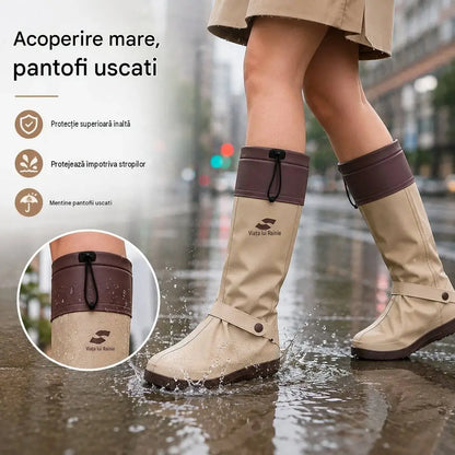 🔥🎁 Huse impermeabile și pliabile pentru încălțăminte, cu profil înalt: prevăzute cu talpă antiderapantă și sistem dublu de închidere, aceste protecții sunt concepute special pentru deplasările zilnice în aer liber și pentru ieșirile pe timp de ploaie.